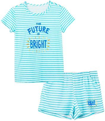 Summer Pajamas for Girls – Stripe & Glittering Heart PJS Pal Cute Jammies Set Big KidsSize 6-16