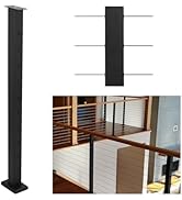Sidasu 36"x2"x2" Level Post Drilled Cable Railing Post, Stainless Steel Fixed top Level Line Post...