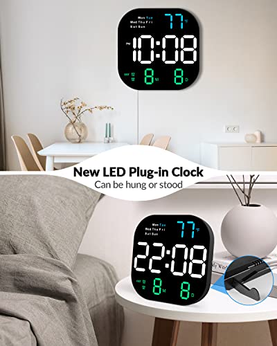 Digital Wall Clock, 11" Led Digital Clock Large Display With Remote, Time, Date, Day Of Week, Temperature, Alarm Clock, Timer, Dst, Wall Clock For Living Room Bedroom Office Gym Garage (Multicolor) #TOP5