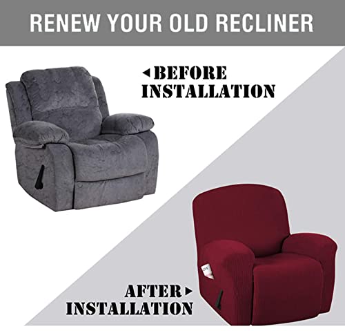 Fundas elásticas for sillón reclinable con bolsillo protector lavable antideslizante 7