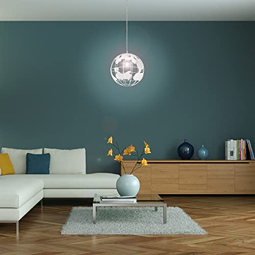 Lámpara de techo globo terráqueo con diseño minimalista de metal blanco 2