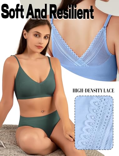 Image of Livona Lace Bralette for Women - Comfort Sports Bra Wireless Padded Bralette with Support Workout Tops Cami Crop S-XXL