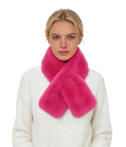 Lina & Lily Écharpe à Col en Fausse Fourrure pour Femme Hiver (Rose Fushia)