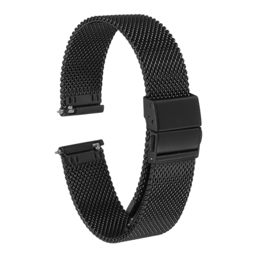 HARFINGTON Stainless Steel Mesh Watch Band 16mm Quick Release Metal Watch Strap Adjustable Replacement Bands for Men Women, Black