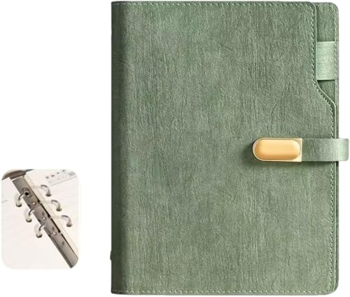 Gamire システム手帳 ルーズリーフ ノート メモ帳 PU素材 軽量 厚い手 A5 6穴 丈夫 バインダー 日記帳 カードスロット付 磁石設計 金属バインダー ペンホルダー付き おしゃれ 北欧 コンパクト 多機能 持ち運び 収納付き ?事簿 仕事 ビジ