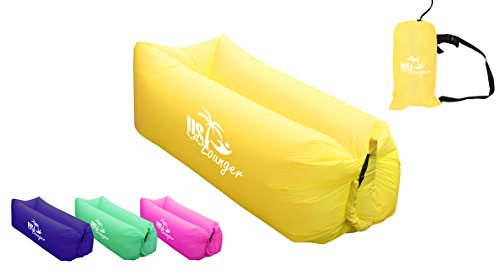 image for US Lounger Yellow Fast Inflatable Portable Outdoor or Indoor Wind Bed 
