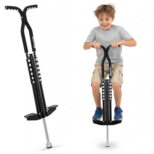 HyperMotion POGO Saltador Dinámico Juvenil 9–14 Años, Equipo Deportivo 50 kg, 2,35 kg con Sistema Elástico, Negro