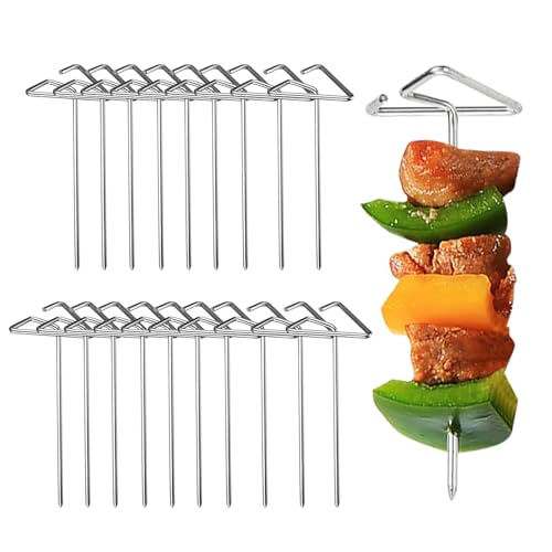 Pinchos para kebab – Palitos de parrilla vertical de acero inoxidable – 20 pinchos para carne para freidora de aire, para pollo, filete, camarones, exteriores, camping, fiesta, boda, Cuc