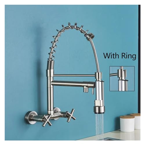 Mitigeur de cuisine avec douchette à ressort et commande d'eau chaude froide