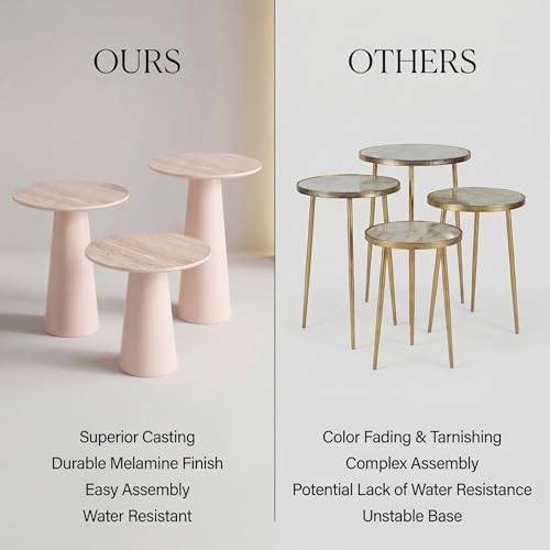 Image of Wakefit Marble Finish Side Table | End Table for Living Room & Bedroom | Ceramic Round Top with Metal Frame Corner Table | Contemproary Style | Modern Space Saving Decor | Multipurpose Nightstand