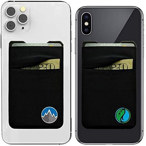 Double Pocket Gecko Phone Wallet - Adhesive Card Holder - Cell Phone Pouch - Stick on Lycra Pocket by Gecko - Carry Credit Cards and Cash (2 PACK - NATURE LOVER COMBO) Cover