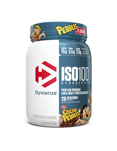 Dymatize ISO100 Hydrolyzed Protein Powder, 100% Whey Isolate Protein, 25g of Protein, 5.5g BCAAs, Gluten Free, Fast Absorbing, Easy Digesting, Cocoa Pebbles, 20 Servings