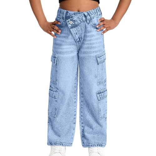 Jean baggy pour filles de 6 à 13 ans pantalon large cargo