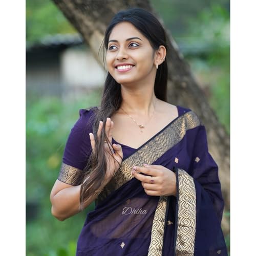 Image of Original Maheswari Cotton Silk Saree for Women | Kanjivaram Pure Silk Cotton Sari with Blouse | Zari Work | Tassels | Handloom Weave