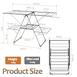 Innotic Winged Clothes Airer with 33 Rails, 141CM Foldable Clothes Drying Rack Indoor Outdoor, Stainless Steel Large Clothes Horse, 6 Height-Adjustable Laundry Dryer Stand - Image 7