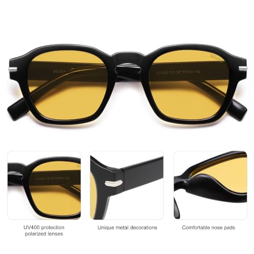 Image of SOJOS Retro Square Polarized Sunglasses Men Trendy Womens SJ2382 | Vintage UV400 90s Sun Glasses Outfit Driving