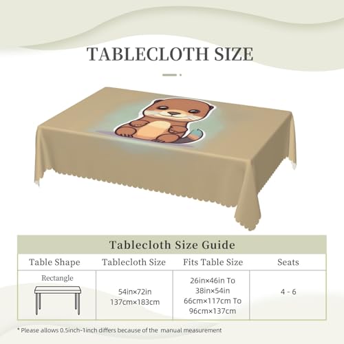 Nappe rectangulaire imprimé loutre en tissu pour table de dîner