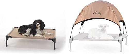 K&H Pet Products Original Pet Cot Elevated Dog Bed & Cot Canopy, All Season Tan Mesh, Medium Malla bronceada para todas las estaciones,Malla de
