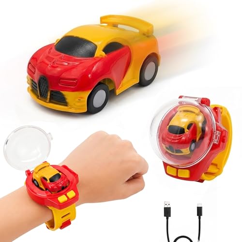 Image of Kidology 2-in-1 RC Watch Mini Car for Kids 4+ Years | Wear & Race Remote Control Car Toy | One-Click Launch with 2.4G Control & LED Lights | USB Rechargeable Wrist RC Car | Gift for Boys & Girls