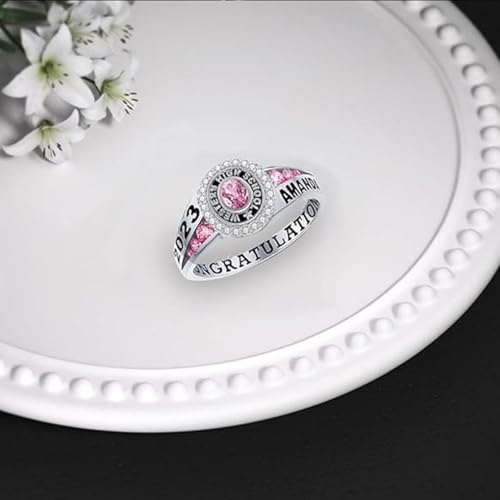 Personalized Engraved Birthstone Graduation Ring Gift for Graduates, March Birthstone Jewellery, Birthstone Ring, Custom Name ring, for Graduation Ceremony, Keepsake, or Anniversary4