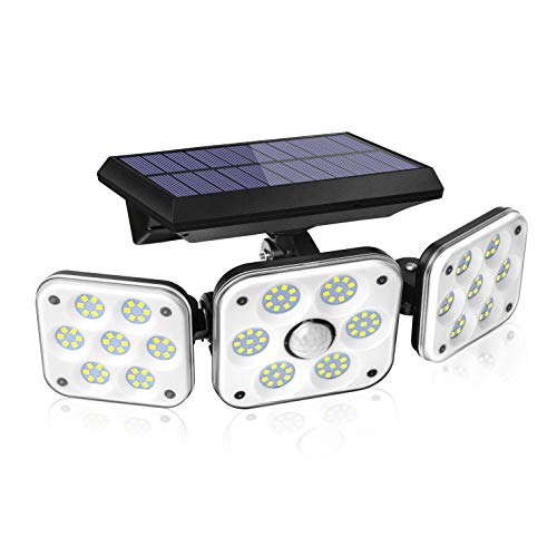 Luz Solar Exterior con 138 LED,Foco Solar Exterior con Sensor de Movimiento,IP65,Luz Solar para Jardín con 3 Modos de Iluminación,Rango de Radiación de 270°,2400 mAh para Jardín y Garaje(1 paquetes)