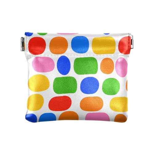 Geometric Circles Ovals Artistic Coin Purse Leather Pouch Change Purse, Squeeze Coin Pouch for Cards, Keys & Lipsticks, Unisex