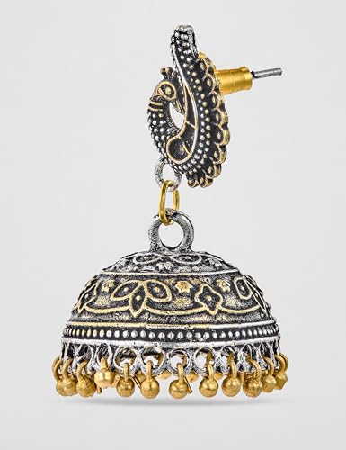 Image of Rubans Jhumka Earrings Oxidised Trendy Jewellery Gift for Women & Girls