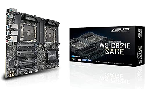 Asus WS C621E SAGE(BMC) Scheda Madre per Workstation, Intel Dual Processor Xeon Socket 3647, 4x Schede Video Dual Slot, RAM 12 Slot fino a 768 GB, EEB