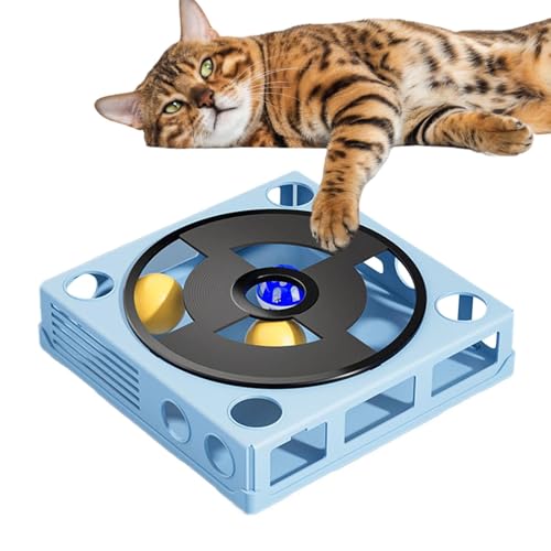 Cat Food Puzzle, Strategy Game Kitties Treat Puzzle Maze Box, Phonograph Interactive Toys, Turntable Track Kitten, Enrichment fo
