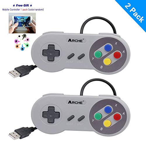 ARCHE USB Controller Compatible with Nintendo Super SNES Classic Mini, NES Classic, SNES Mini, 2 Pack - Colorful>//Free Joystick for Mobile Phone Game