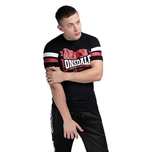 Lonsdale Men's KILMINGTON T-Shirt, Black/Red/White, XL Cover