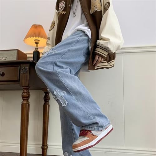 Baggy Jeans Men Washed Cross Wide Leg Denim Pants Relaxed Fit Parachute Casual Streetwear for Skater Jeans2