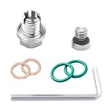 Bittwee M12.1-1.75 x 15mm Oversize Piggyback Car Oil Drain Plug, Stainless Steel Self Tapping Oil Pan Thread Repair Kit with O-Ring & Hexagonal Wrench, Universal for Most Vehicles