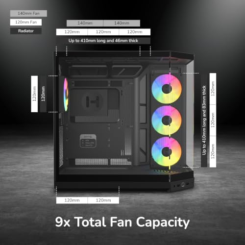 Image of HYTE Y50 RGB Essential Aesthetic Gaming PC Case - 4 Included aRGB Fans (1x 120mm + 1x 360mm Reverse) - Dual Chamber ATX Desktop Chassis - Rear Connect Motherboard Compatible - Pitch Black
