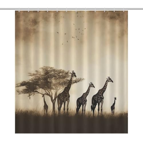 Rideau de douche girafe imperméable lavable pour baignoire angle - 7
