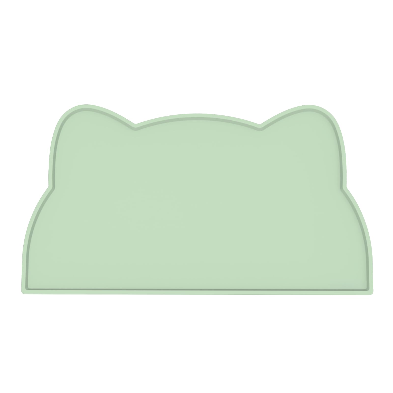 Cat Food Mat, Silicone Non Slip Dog Bowl Mat Waterproof Cat Feeding Mat Stop Food Spills and Water Messes Out to Floor Pet Food Mat (Eucalyptus Green, 44x25 cm)