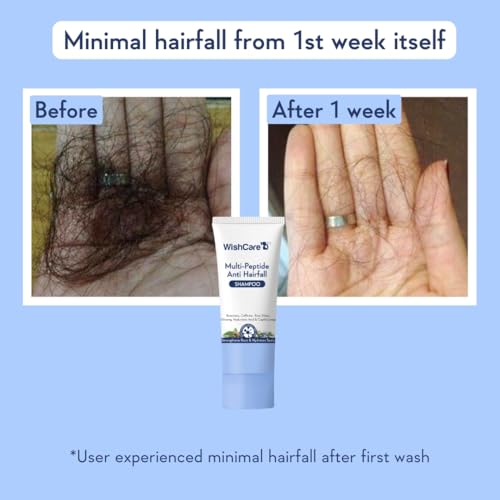 Image of WishCare Multi Peptide Anti Hairfall Shampoo and Conditioner Combo for Women & Men | Hair Fall Control, Stronger Roots & Thicker Hair | With Rice Water & Rosemary | 50ml+40ml
