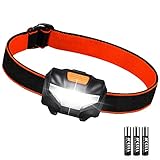 Stirnlampe Kinder, Leicht LED-Kopflampe mit 3 Lichtmodi, Stirnlampe Batterie 60° Einstellbarer 140 Lumen, Wasserdicht LED Kopflampe fürs Laufen, Joggen, Angeln, Campen, Klettern, Radfahren, Wandern