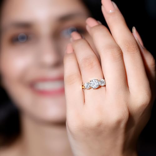 Certified Moissanite 3 Stone Engagement Ring, D-VS1 Quality, Diamond Moissanite Past Present Future Ring for Women3
