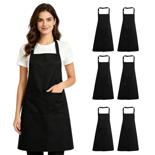 Tablier de serveur en coton noir robuste de 70 cm de hauteur pour service de café et restauration