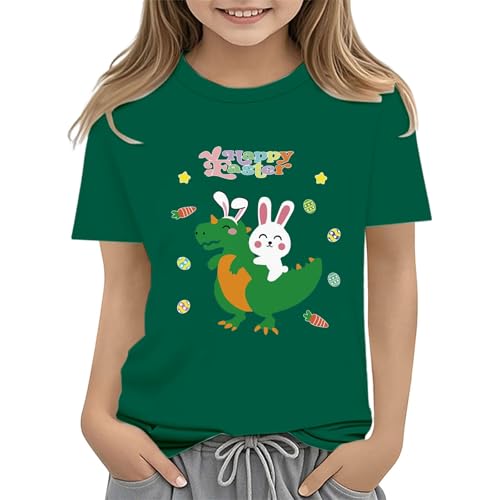 Youth Easter Shirts Boys Short Sleeve Dinosaur T-Shirts Toddler Bunny Tee for Kids Girls Happy Easter Shirt