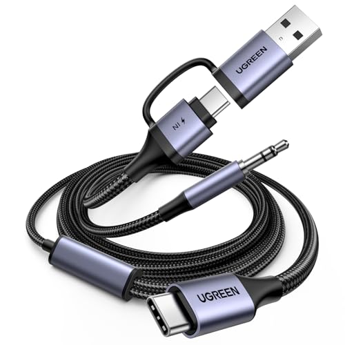 UGREEN USB C to 3.5mm Audio Cable and Charger 2 in 1 Hi-Res Type C to Aux TRS Headphone Car Stereo with PD 60W Fast Charging Compatible with iPhone 16 Pro Max Galaxy S25 Pixel 9 iPad Pro Switch 2, 5FT