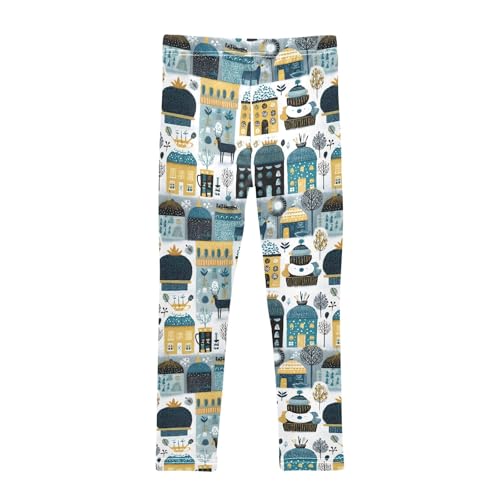 Girls' Athletic Leggings Ankle Length Yoga Dance Pants Kids Teen 4T Tangcun Village2