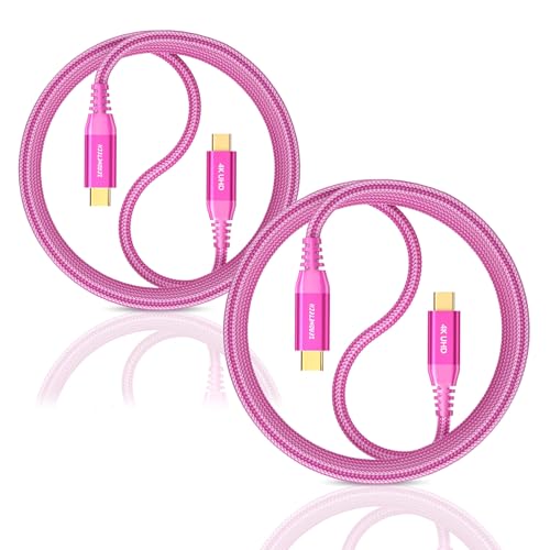Image of ZeroneTeck USBC to USBC Monitor Cable [3FT-2 Pack], USB 3.2 Gen 2x2 Cable, 4K UHD Video Output, 20Gbps High-Speed Data, 100W Fast Charging for iPhone 17,MacBook,Dell, Lenovo,KYY,ARZOPA, Pink