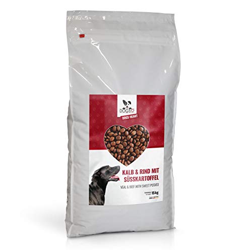 DOGS-HEART Kalb&Rind mit Süßkartoffel (15 kg) Hundefutter trocken Getreidefrei mit hohem Fleischanteil, Glutenfrei