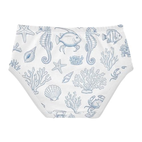 Toddler Girl Panties, Sea Creatures Seahorses Cotton Underwear Girls, 2–8 Years2