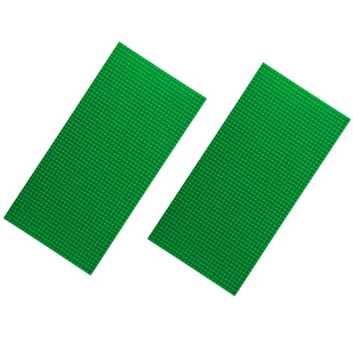 Image of Make-Believe Classic Baseplate for Building Bricks 56x28 dots - Compatible with Classic Bricks only (Large Green - Pack of 2)