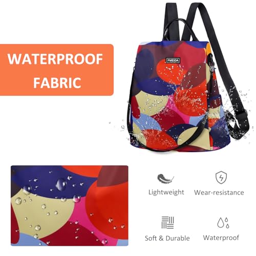 Image of Backpack for Women Anti Theft Back Pack Purse Waterproof Nylon Backpack for College Bookbag Fashion Travel Shoulder Bag Colorful Polka Dots