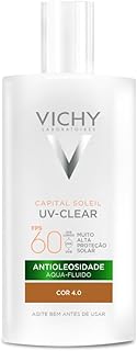 Vichy Capital Soleil UV-Clear Protetor Solar Facial Antioleosidade e Antiacne, Toque Seco FPS 60, com Niacinamida e Ácido Salicílico, Acabamento Invisível, Cor 4.0, 40g - Produto 10 mais recomendado com 4.7 estrelas
