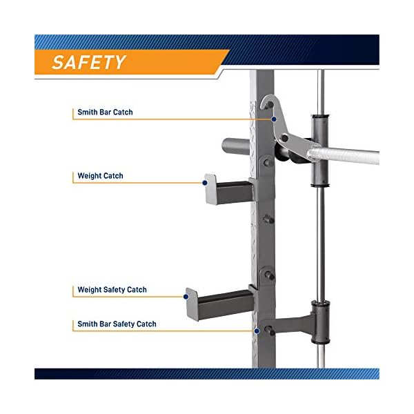 Marcy Smith Cage Machine with Workout Bench and Weight Bar Home Gym Equipment SM-4008